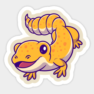 Cute Fat Tailet Gecko Cartoon Sticker